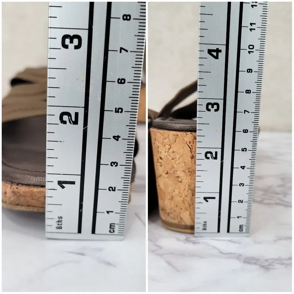 Donald Pliner Vintage Cork Wedge Slide Sandals with Snakeskin Leather Accent